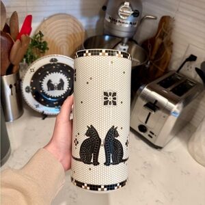 Anthropologie Black Cat Mosaic Bistro Tile Vase